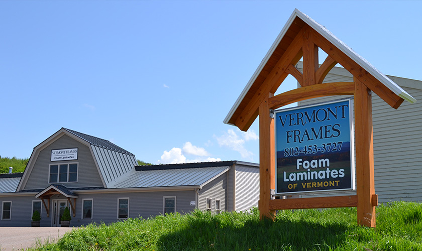 Vermont Frames building and sign