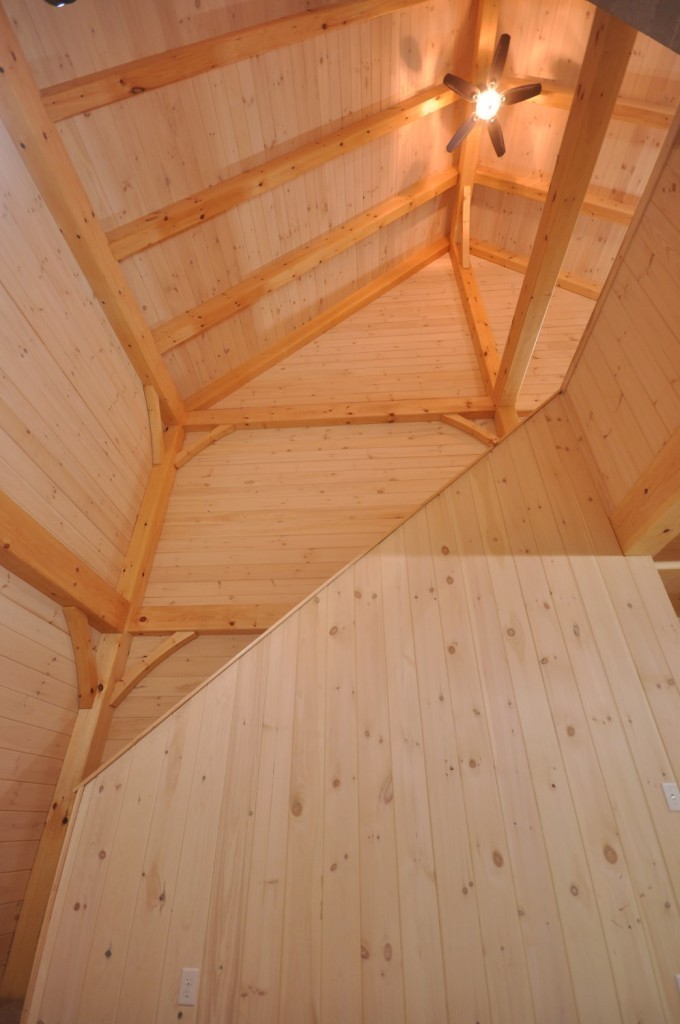 timber frame staircase with pickling board finish
