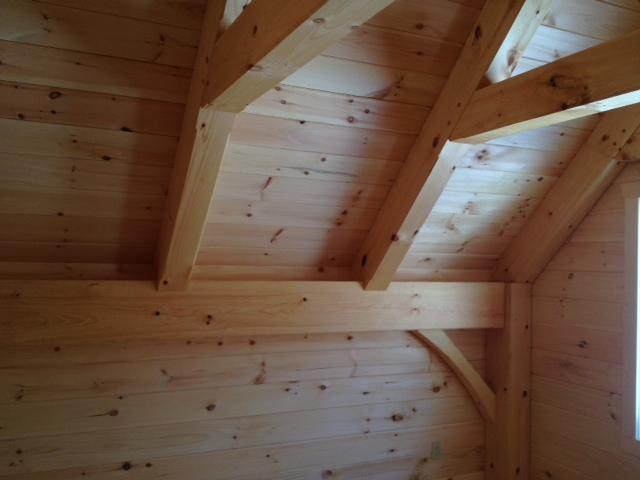 timber frame ceiling with oil board finish