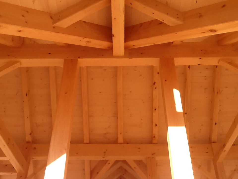 timber frame ceiling with oil board finish