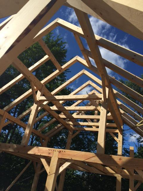 Timber frame beam structure of a barn