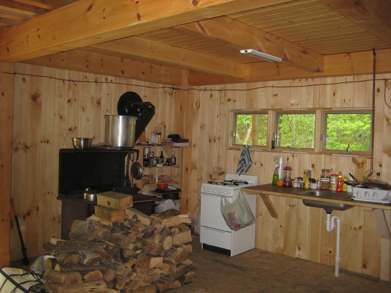 Finished interior of a timber frame camp