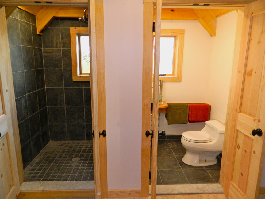Bathroom in a timber frame camp