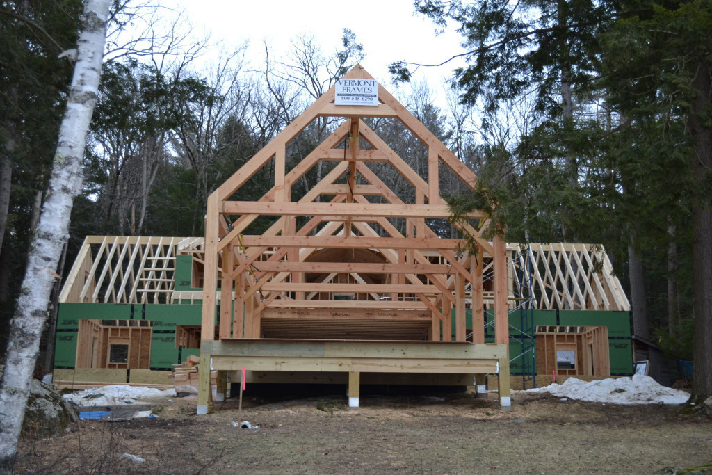 Timber frame structure of a living room