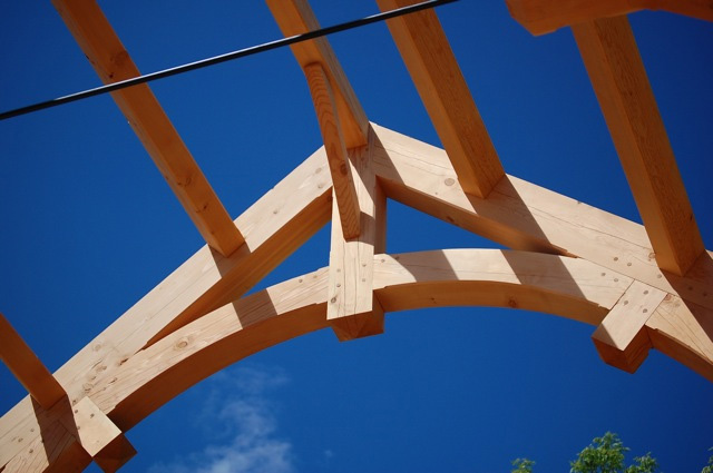 A timber frame truss