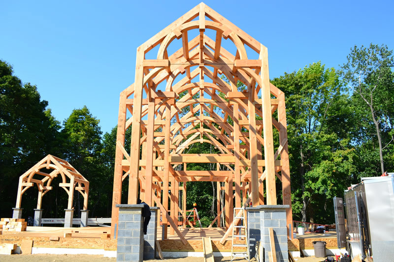 A timber frame colonial structure