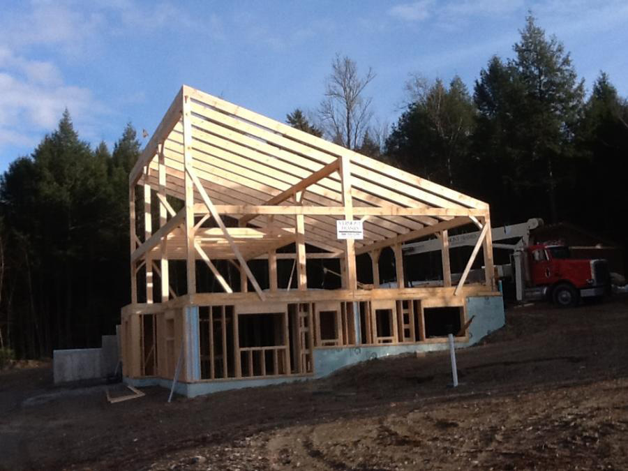 Timber frame structure of a contemporary building