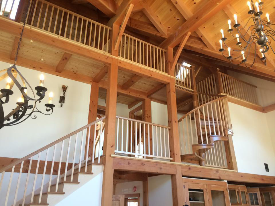Staircases in a timber frame dutch saltbox