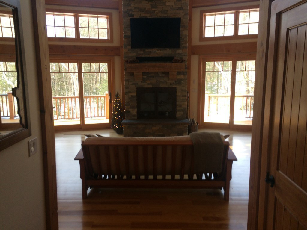 Living room in a timber frame dutch saltbox