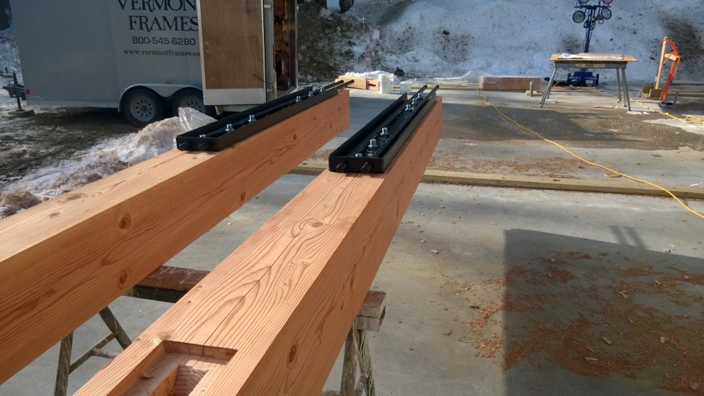 Two timber frame beams