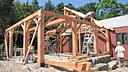 Timber frame pavilion being built