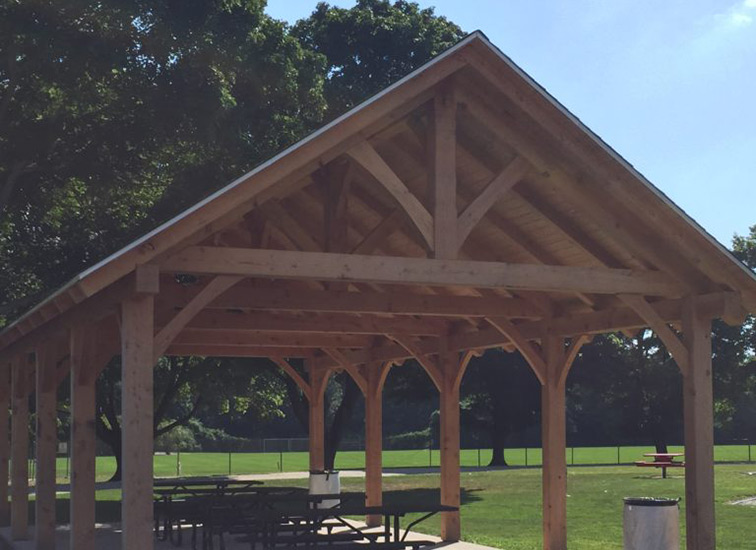 Finished timber frame pavilion