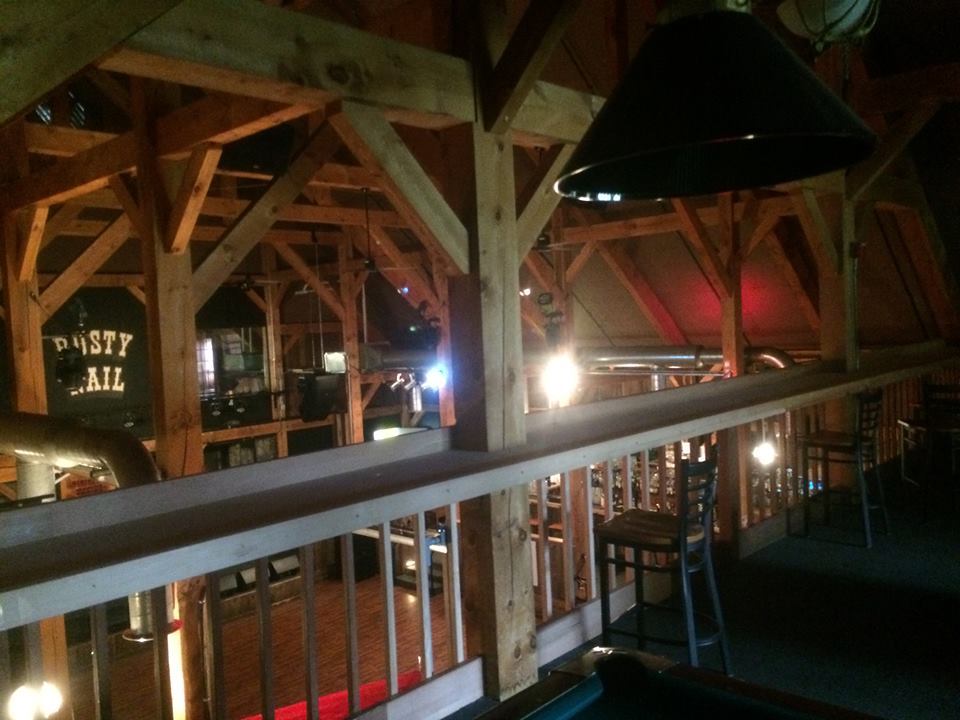 Timber frame interior of a music venue in Stowe