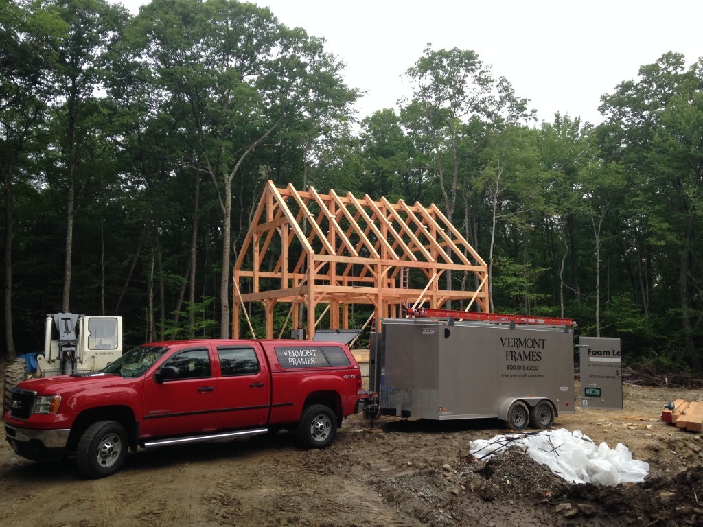 Timber frame structure in progress