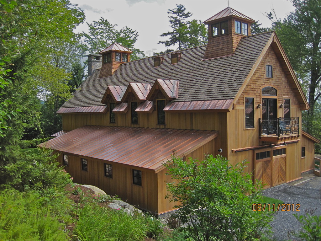 Finished exterior of a timber frame custom cape