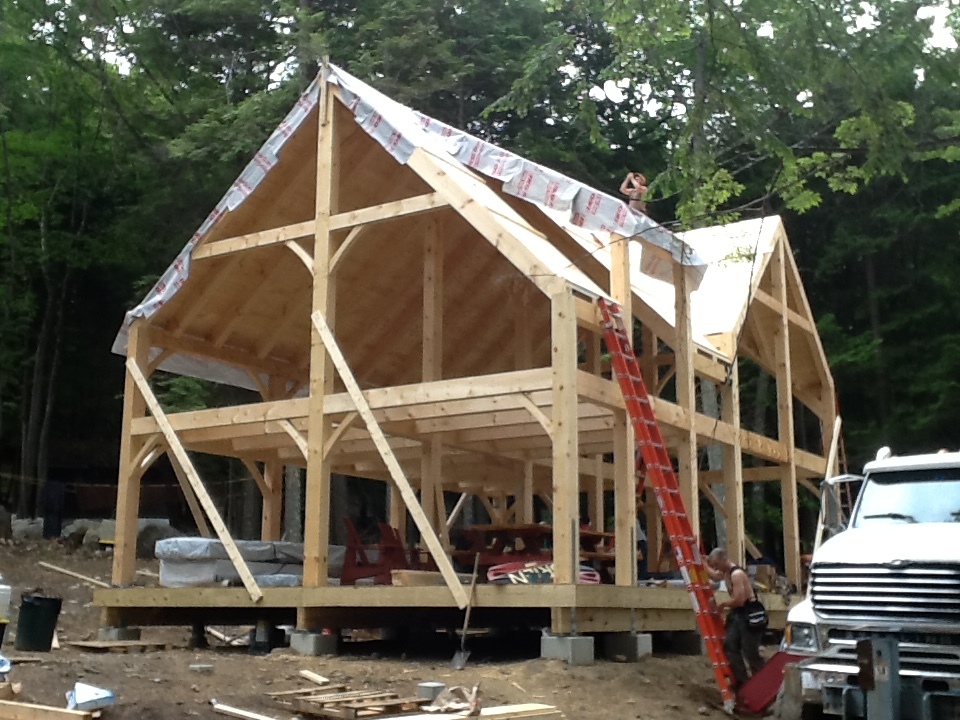 Timber frame structure in progress