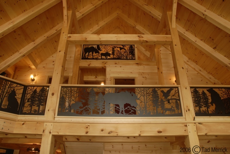 Finished interior of a timber frame camp