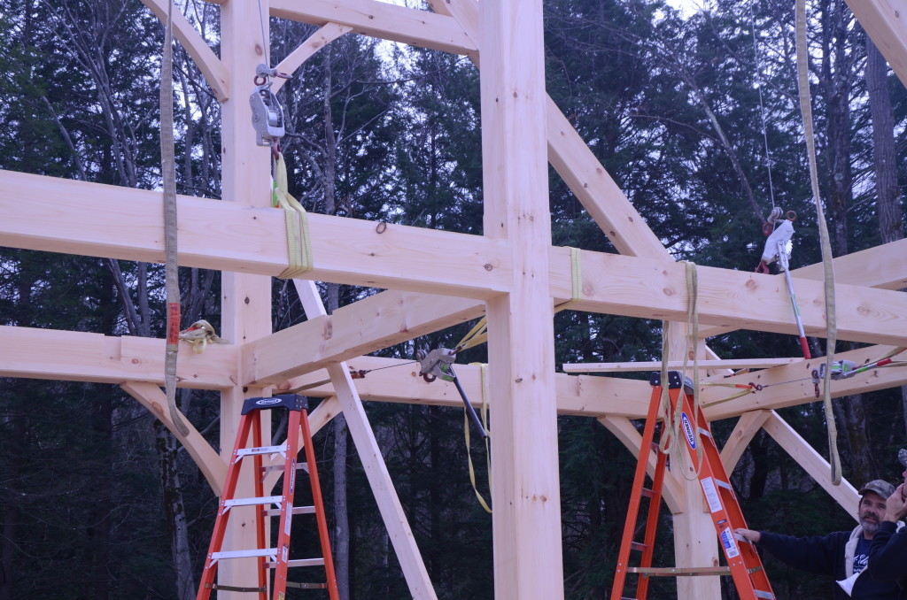 Finished exterior of a timber frame camp