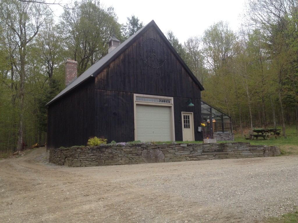 Finished timber frame barn exterior