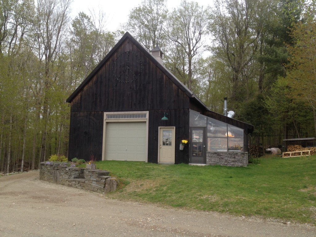 Finished timber frame barn exterior