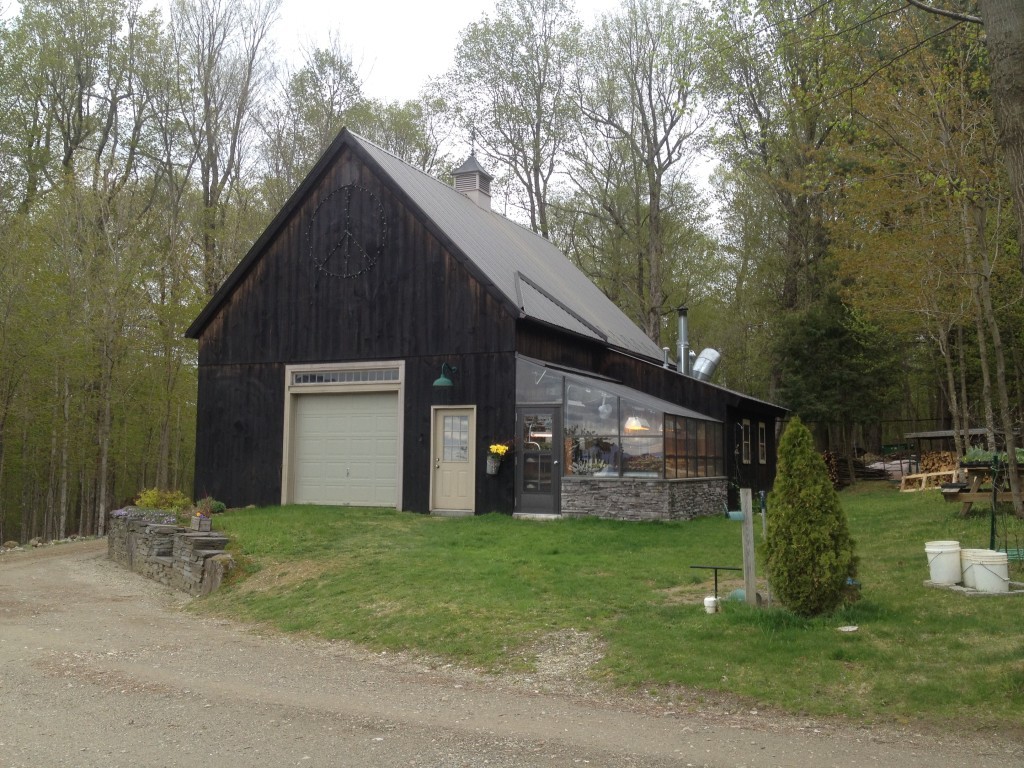 Finished timber frame barn exterior