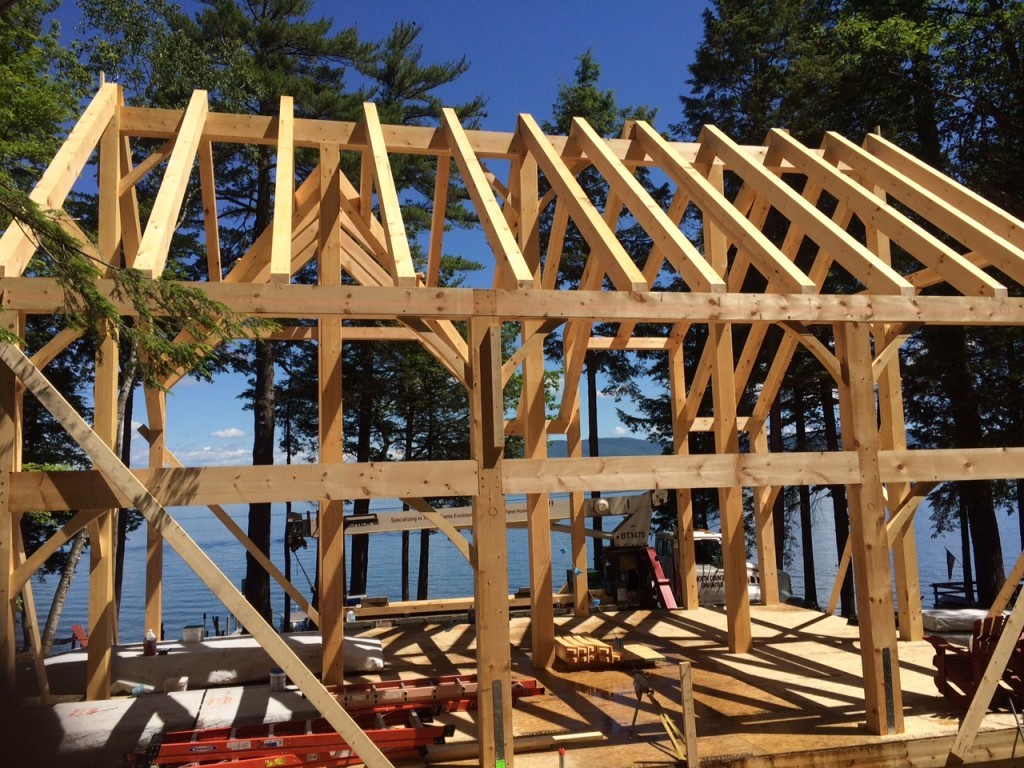 Finished interior of a timber frame camp