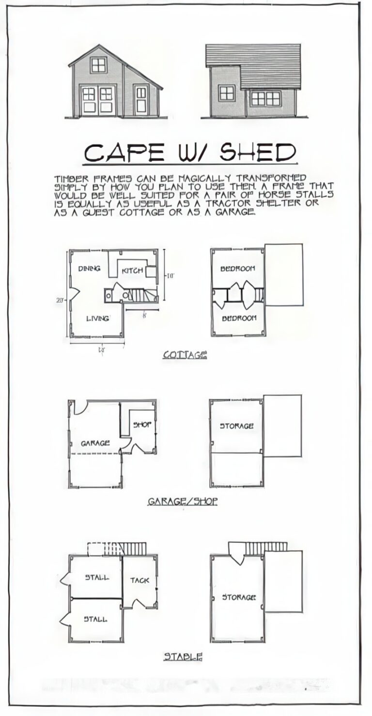 Cape with Shed floorplan by Vermont Frames