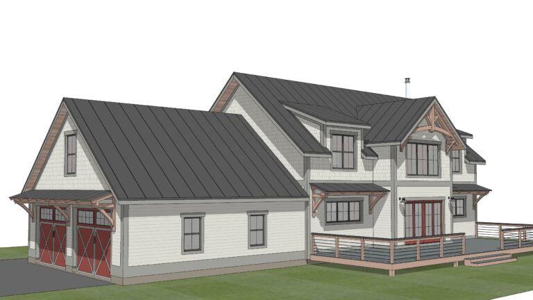 The Dorset II timber frame home 3d render