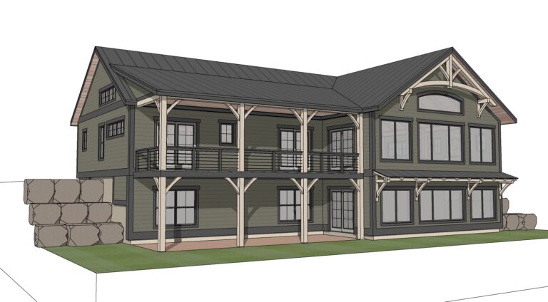 The Burke 3d timber frame home render