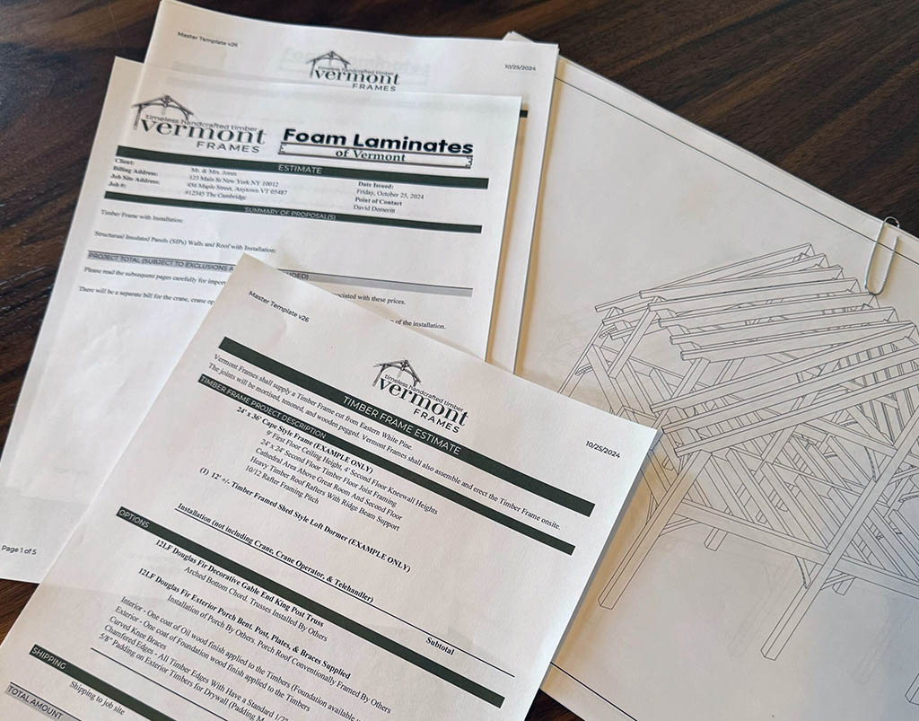 Timber frame contract and drawings