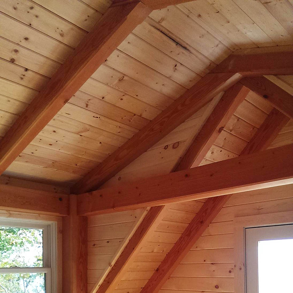 Eastern white pine tongue and groove boards.