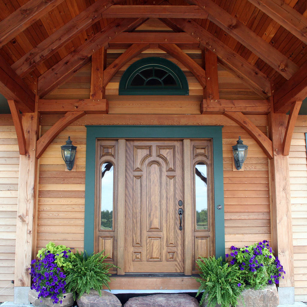 Front door entryway with timber elements