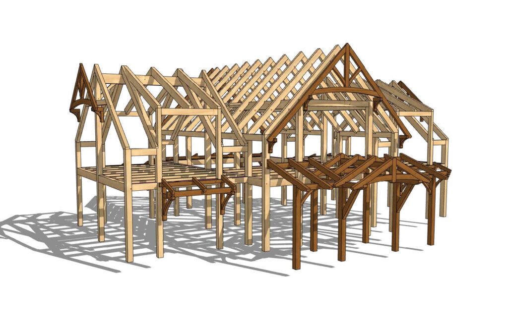 Cape style timber frame without sip panels