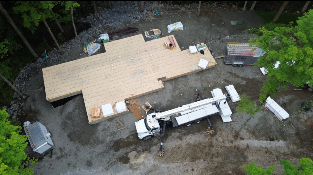 Aerial view of a job site