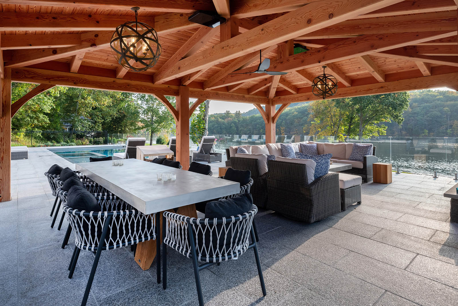 Timber Frame Pavilion and Living Room in Southbury, CT