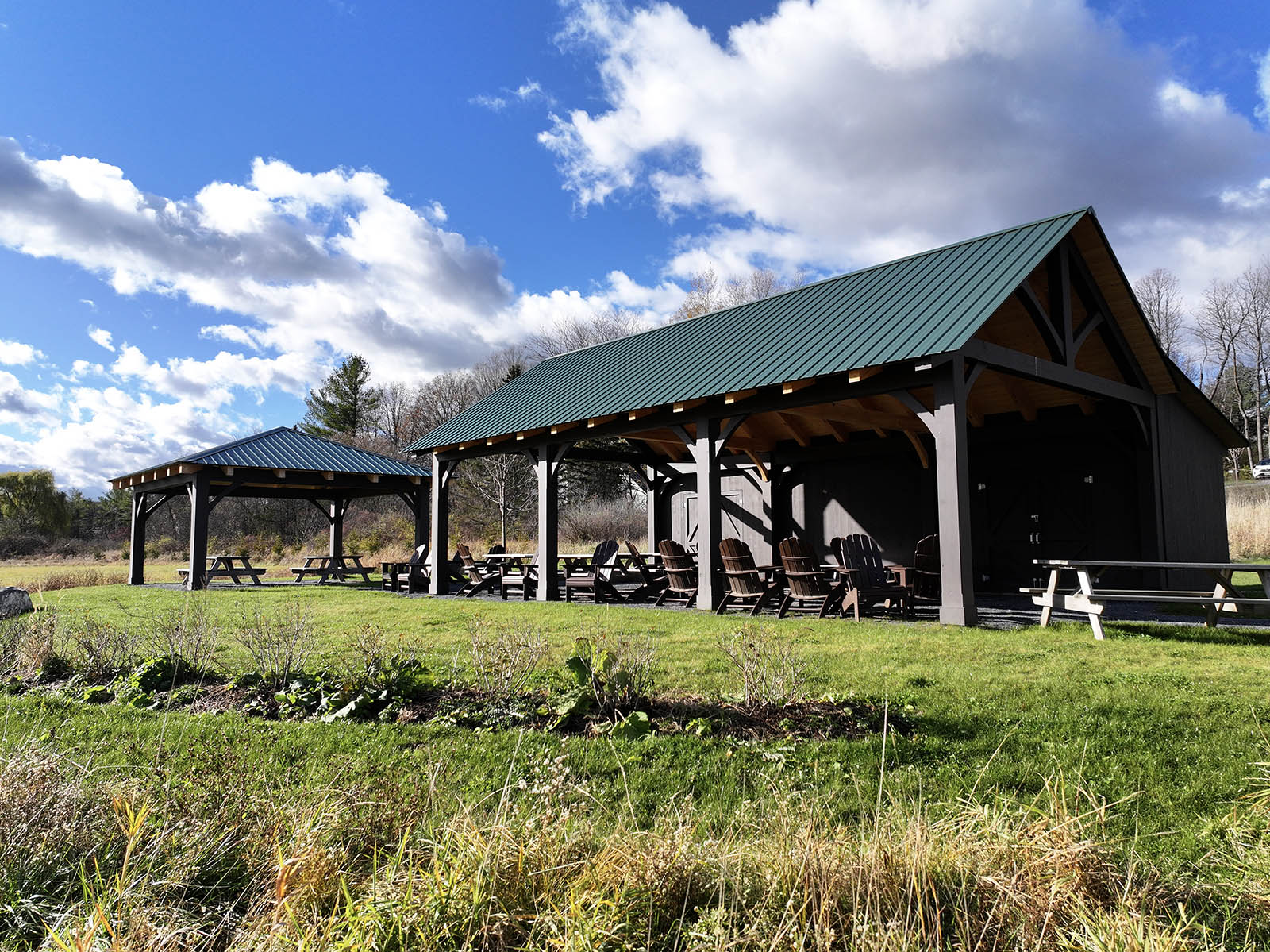 Timber frame pavilions in Charlotte, VT